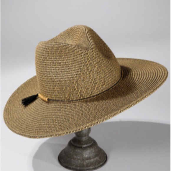 🔥 Bestseller🔥Duo Tone Panama Hat With Wood Bead Detail - Picture 3 of 5